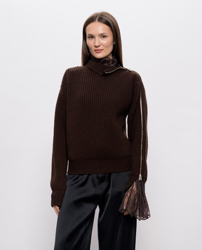 Giuseppe Di Morabito Milano Brown wool sweater with lace 07PFKNT41316759