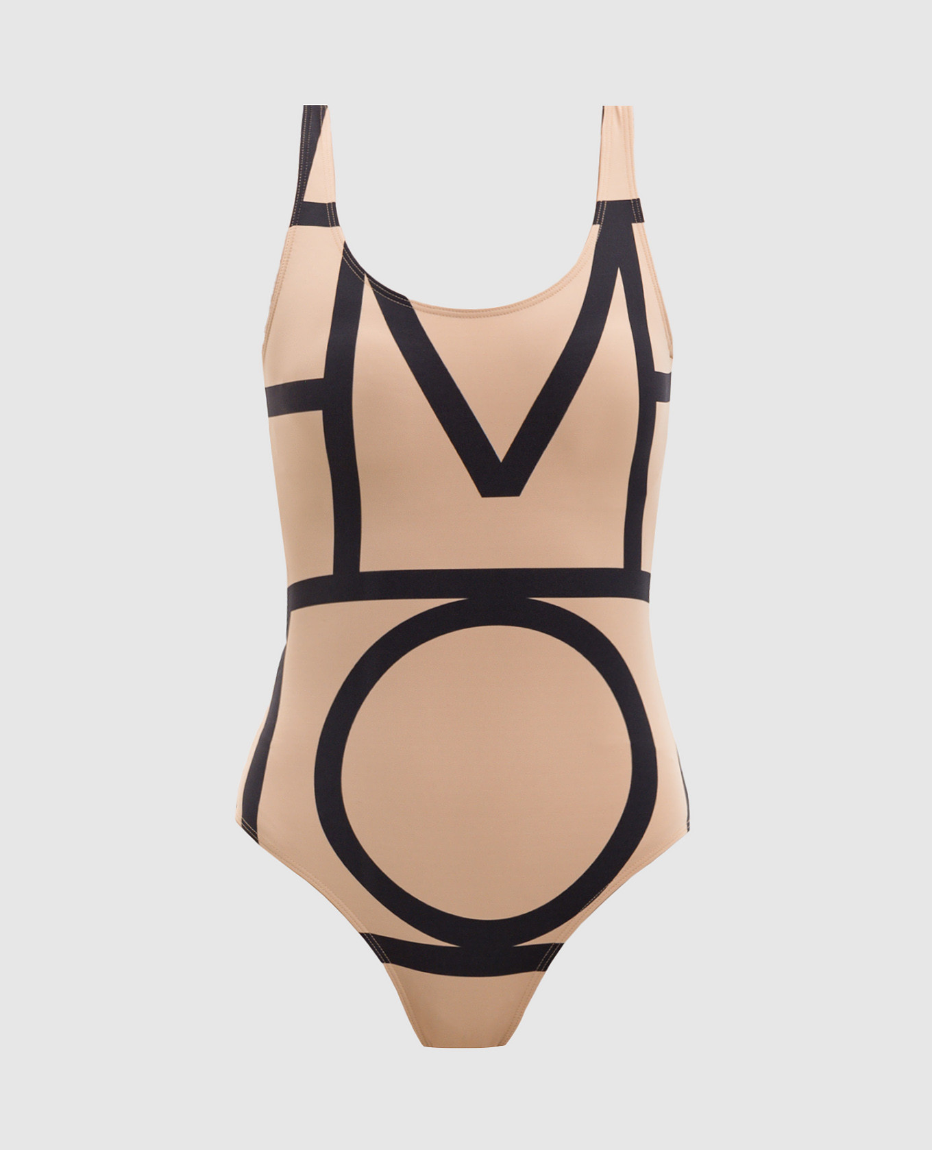 Beige swimsuit with monogram print