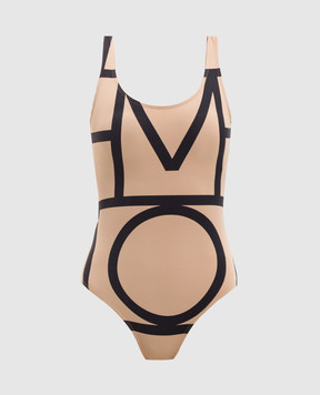 Toteme Beige swimsuit with monogram print 213842795