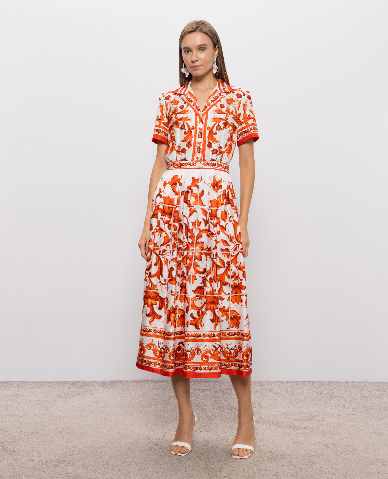 White dress with Majolica print Dolce&Gabbana 2