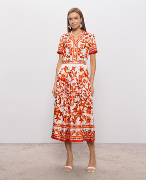 Dolce&Gabbana White dress with Majolica print F6TVLTGDDRE