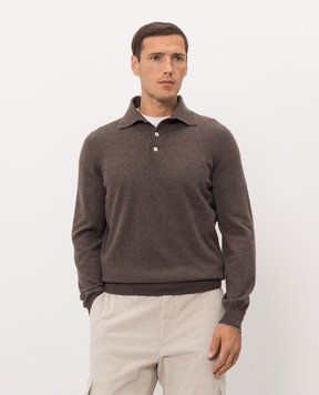 Brunello Cucinelli Brown cashmere polo shirt M2200295