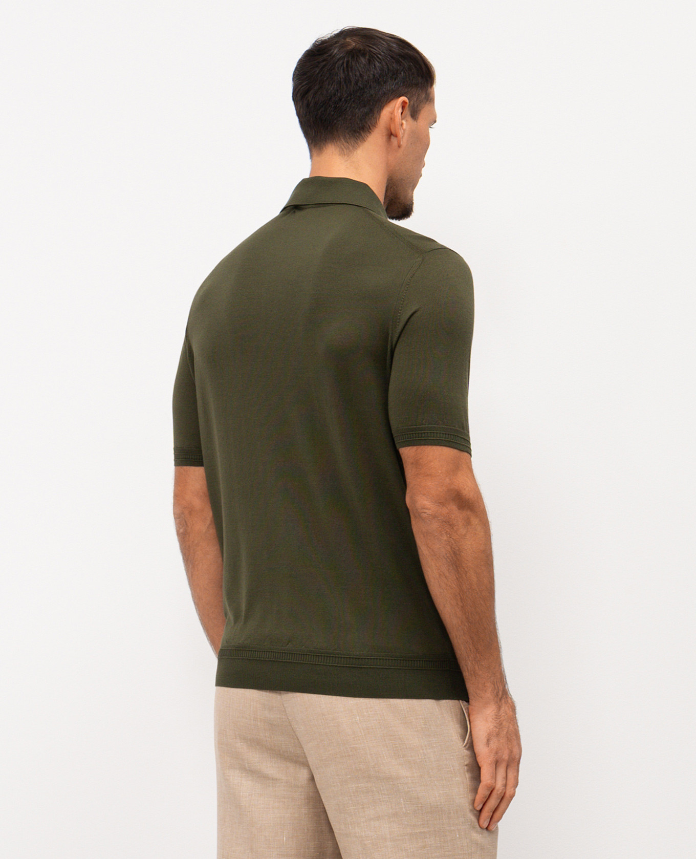 

Green silk polo shirt with embroidered monogram logo Stefano Ricci