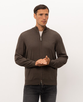 Doriani Cashmere Brown cardigan made of wool, silk and cashmere 18033Z79