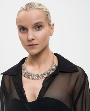 Peserico Necklace with beads and monil chain Punto Luce S35487C0CC706