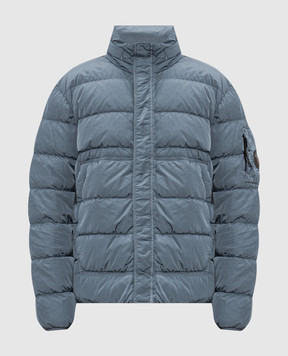 C.P. Company Blue down jacket with logo patch MOW012A005904G