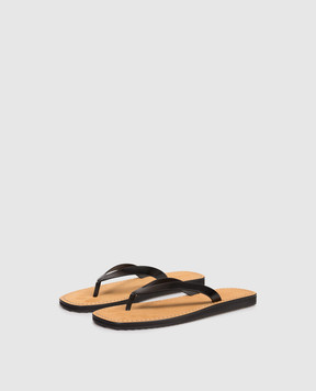 The Row Black Leather City Flip Flop F1388L60C