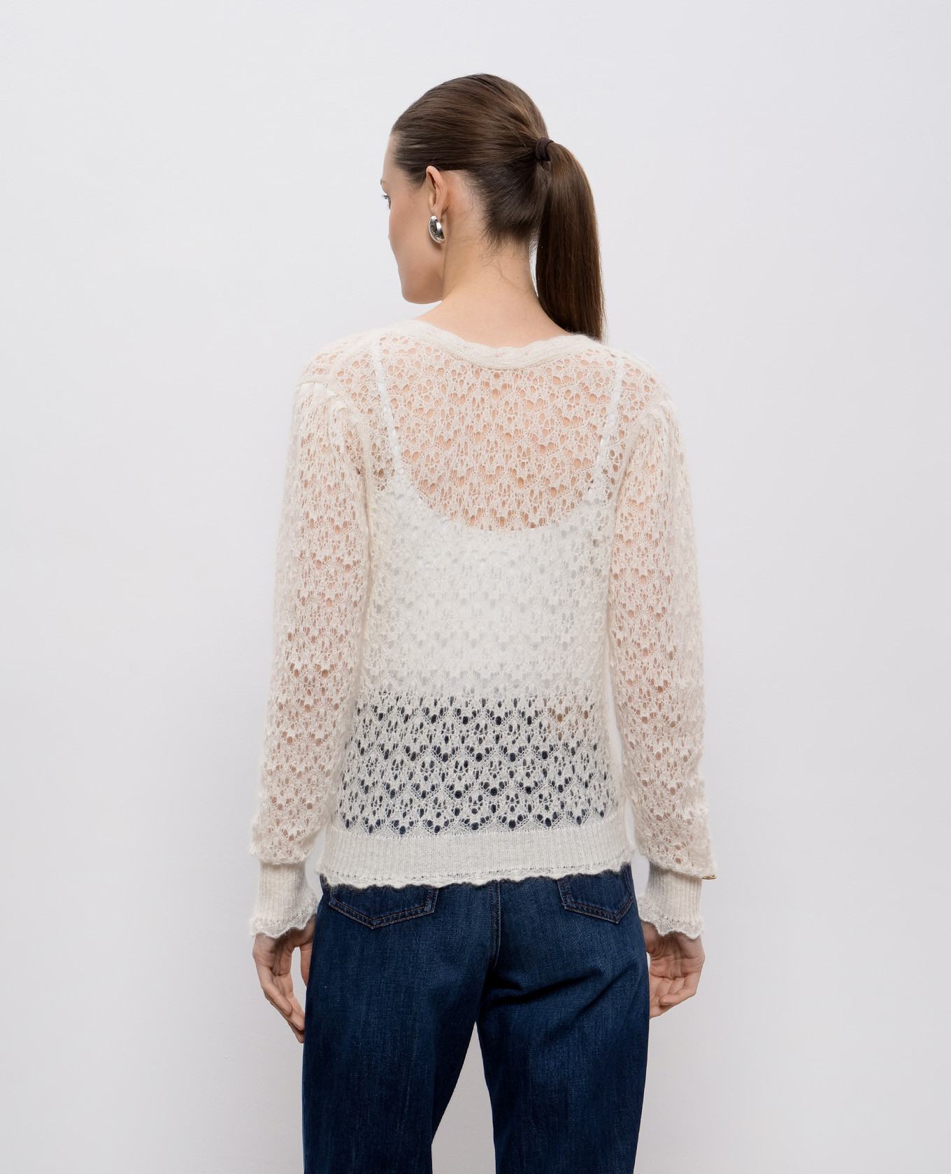 White openwork sweater with wool Twinset 4