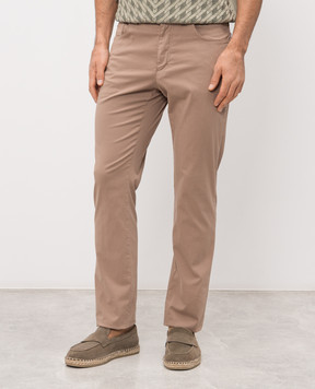 Stefano Ricci Brown pants with logo patch M8T61B0070TFANT