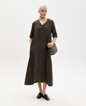 UMA WANG Brown Apostle dress with geometric pattern UP5002