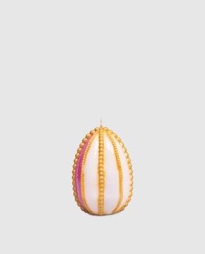 Cereria Introna Pink egg-shaped candle with beads 2192