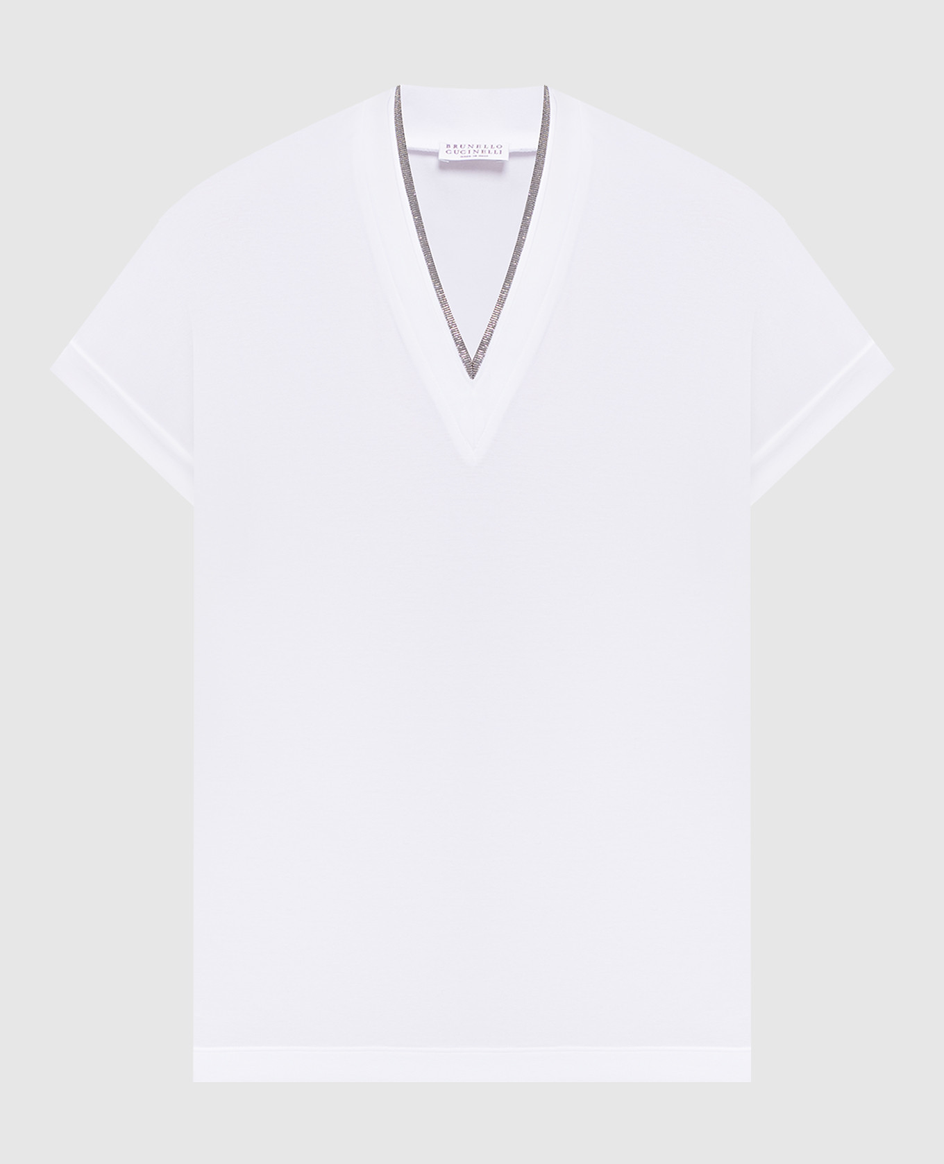 

White T-shirt with a monil chain Brunello Cucinelli