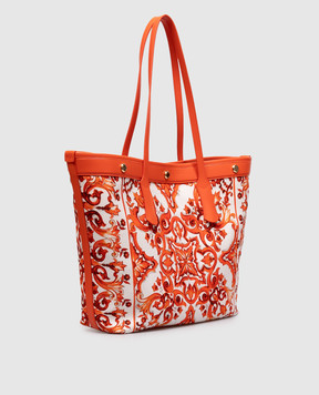 Dolce&Gabbana Atene orange tote bag with Majolica print BB7826AN220