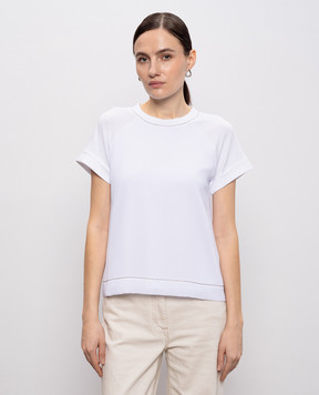 Peserico White T-shirt with a monil chain S06925J000070