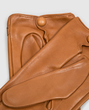 Sermoneta Gloves Brown leather gloves with chain AN07FCATENACH