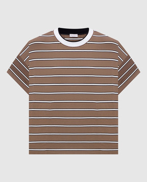 Brunello Cucinelli Brown striped T-shirt with pockets MQ984ES810