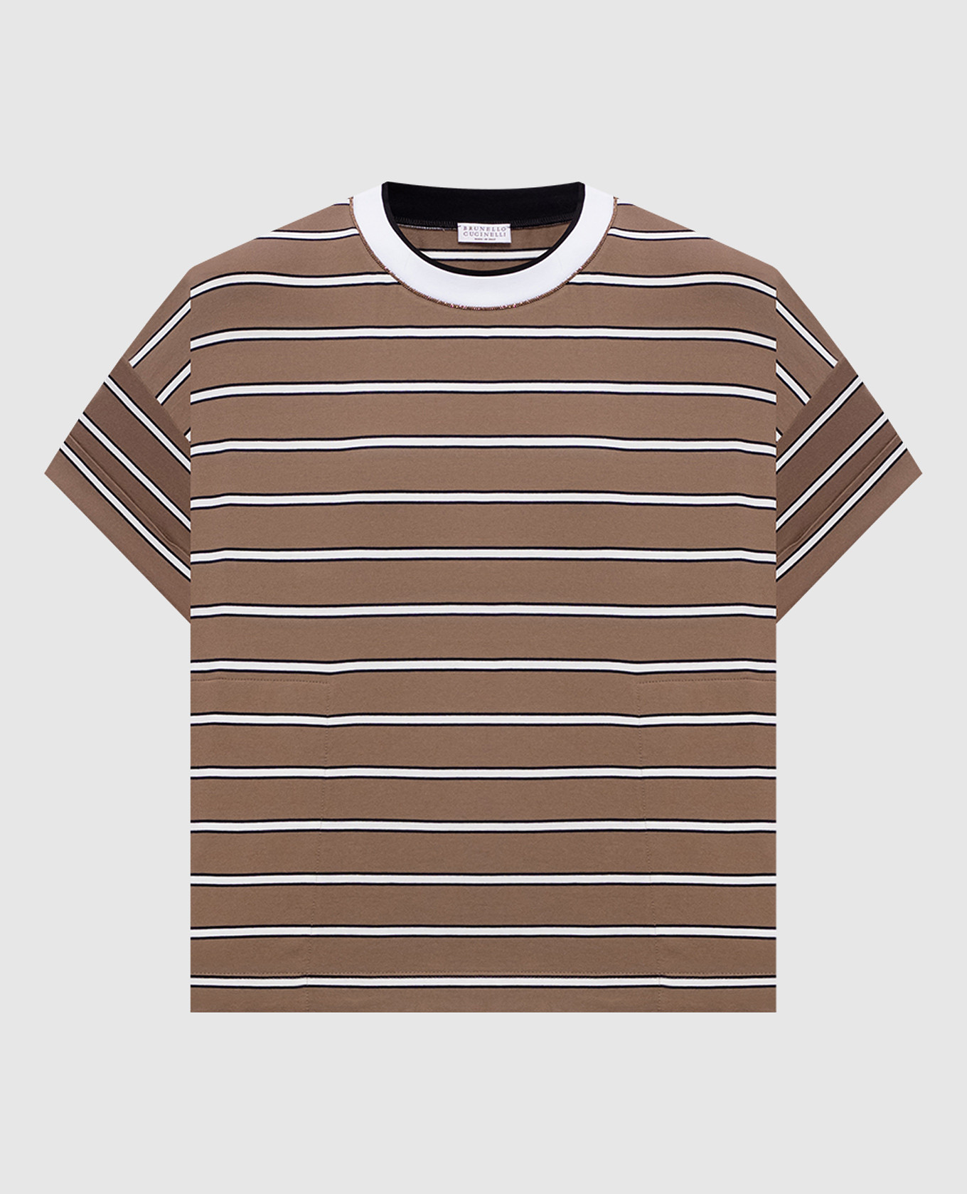 

Brown striped T-shirt with pockets Brunello Cucinelli