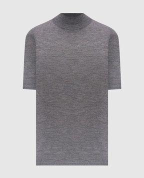 Brunello Cucinelli Grey melange cashmere and silk top M13800004P