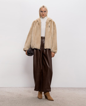Rindi Beige reversible mink fur coat with hood 013VS026GOLDENPASTEL