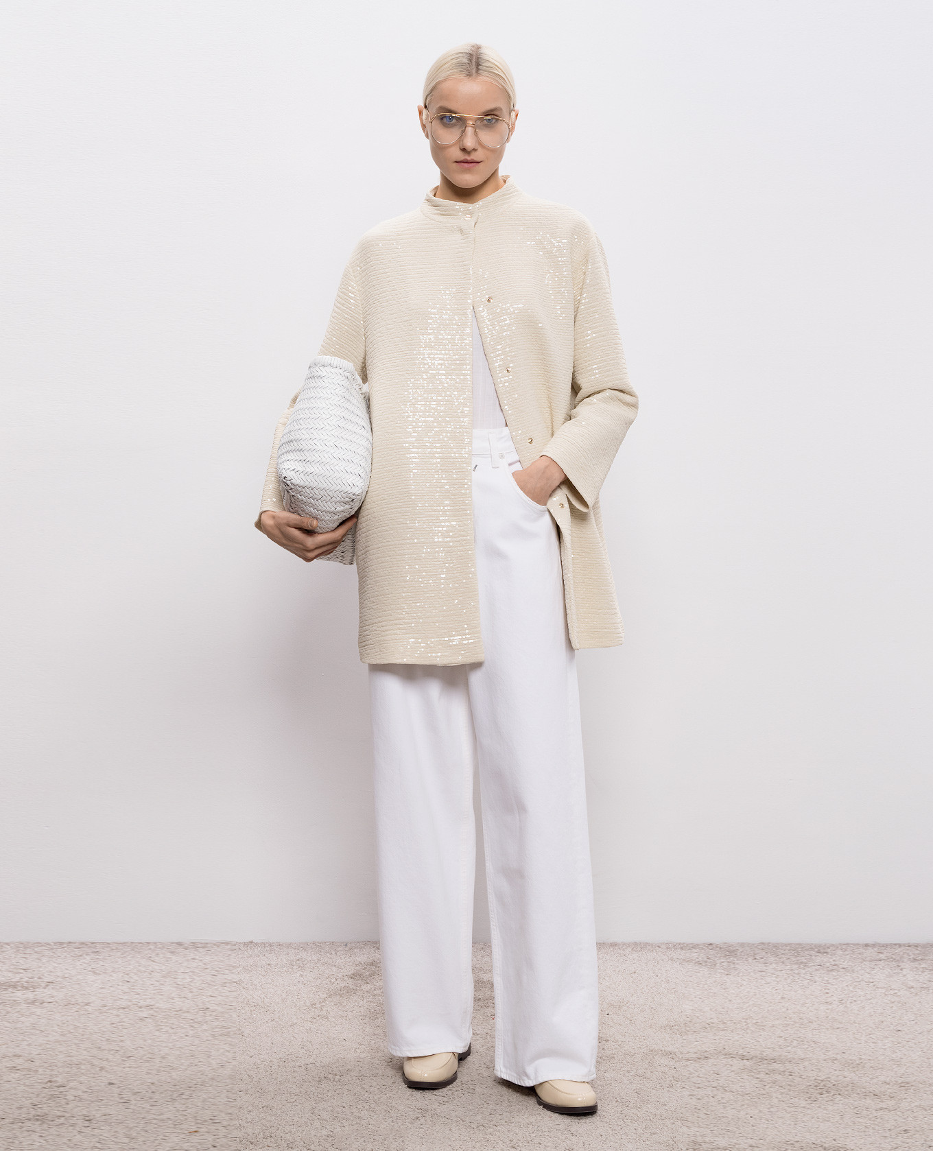 

Beige sequined coat Herno