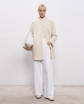 Herno Beige sequined coat CA000610D12862S