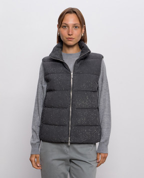 Peserico Gray corduroy down vest with lurex A0347505219