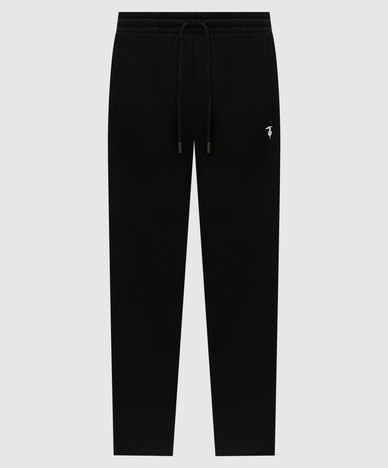 Black insulated track pants with embroidered logo