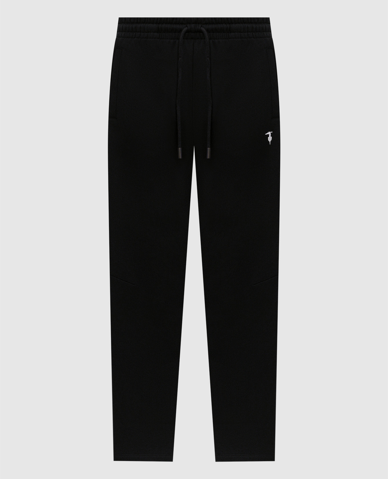 Black insulated track pants with embroidered logo