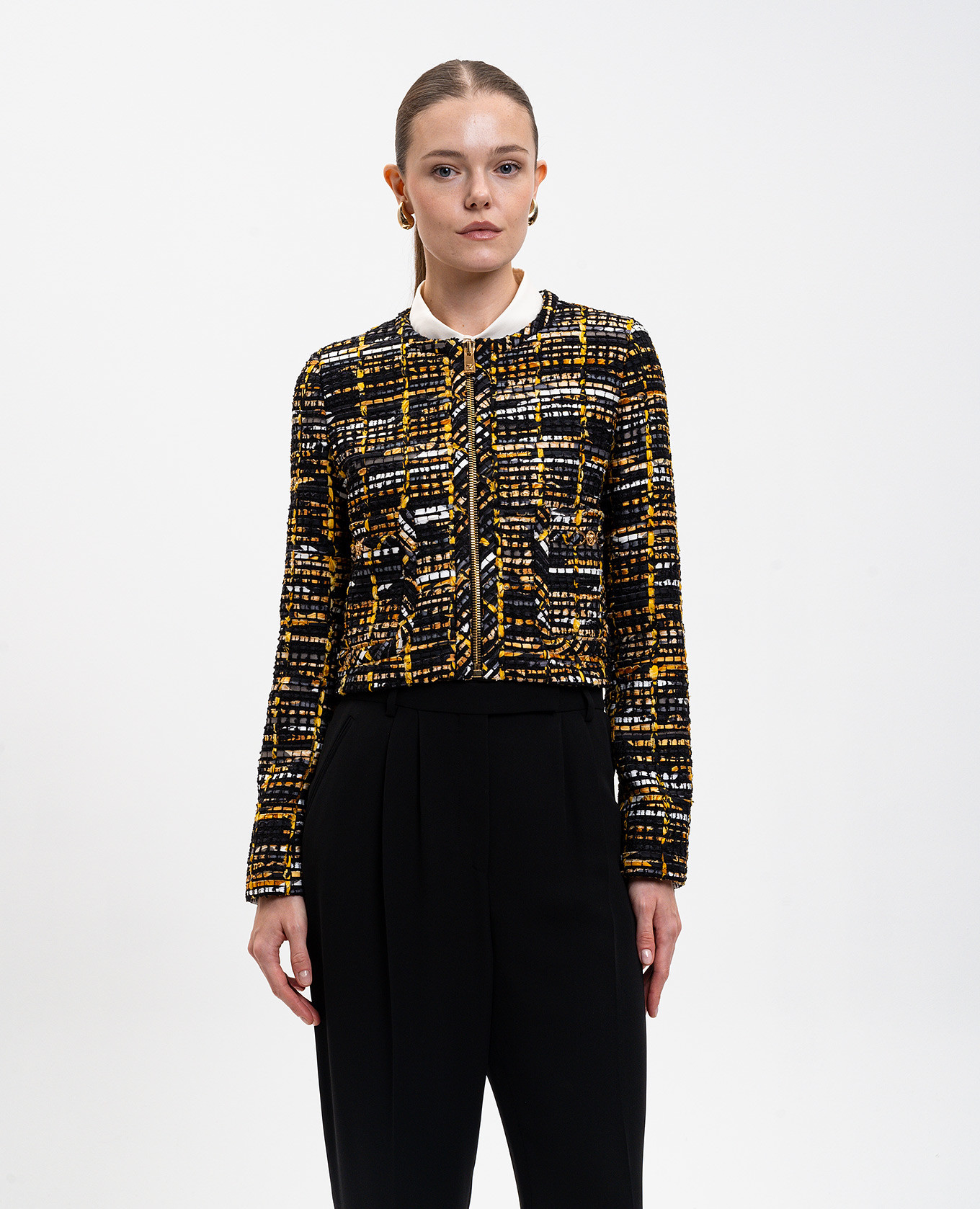 

Black tweed jacket with wool Versace