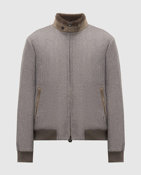 Stefano Ricci Gray cashmere jacket with fur trim M7J6300030C171HA