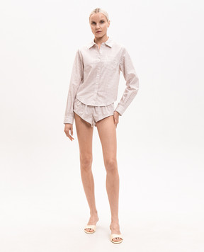 Dore & Rose Beige checked pajamas with logo embroidery COTTONPOPLINSHORTSET