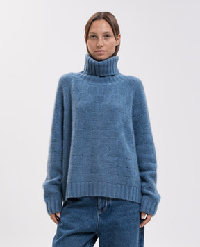 Allude Blue cashmere and silk sweater with textured pattern 26577022