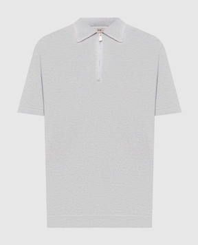 Enrico Mandelli Grey silk polo shirt with logo patch 3K065A5674