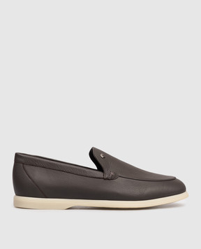 Stefano Ricci Brown leather loafers with emblem UC64G2428MR