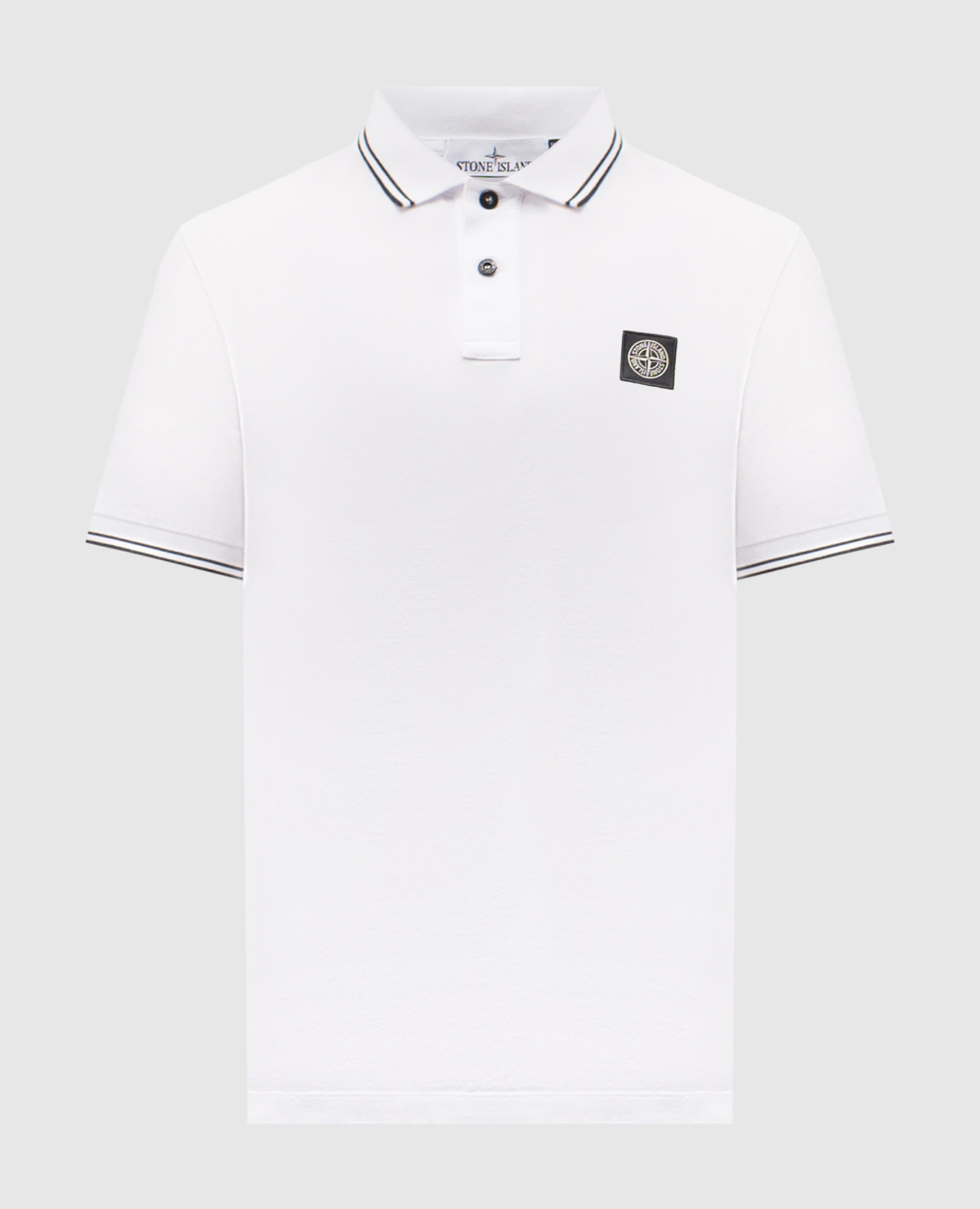 White polo shirt with logo patch