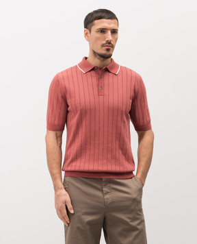 Peserico Red ribbed cotton polo shirt R59490F189173R