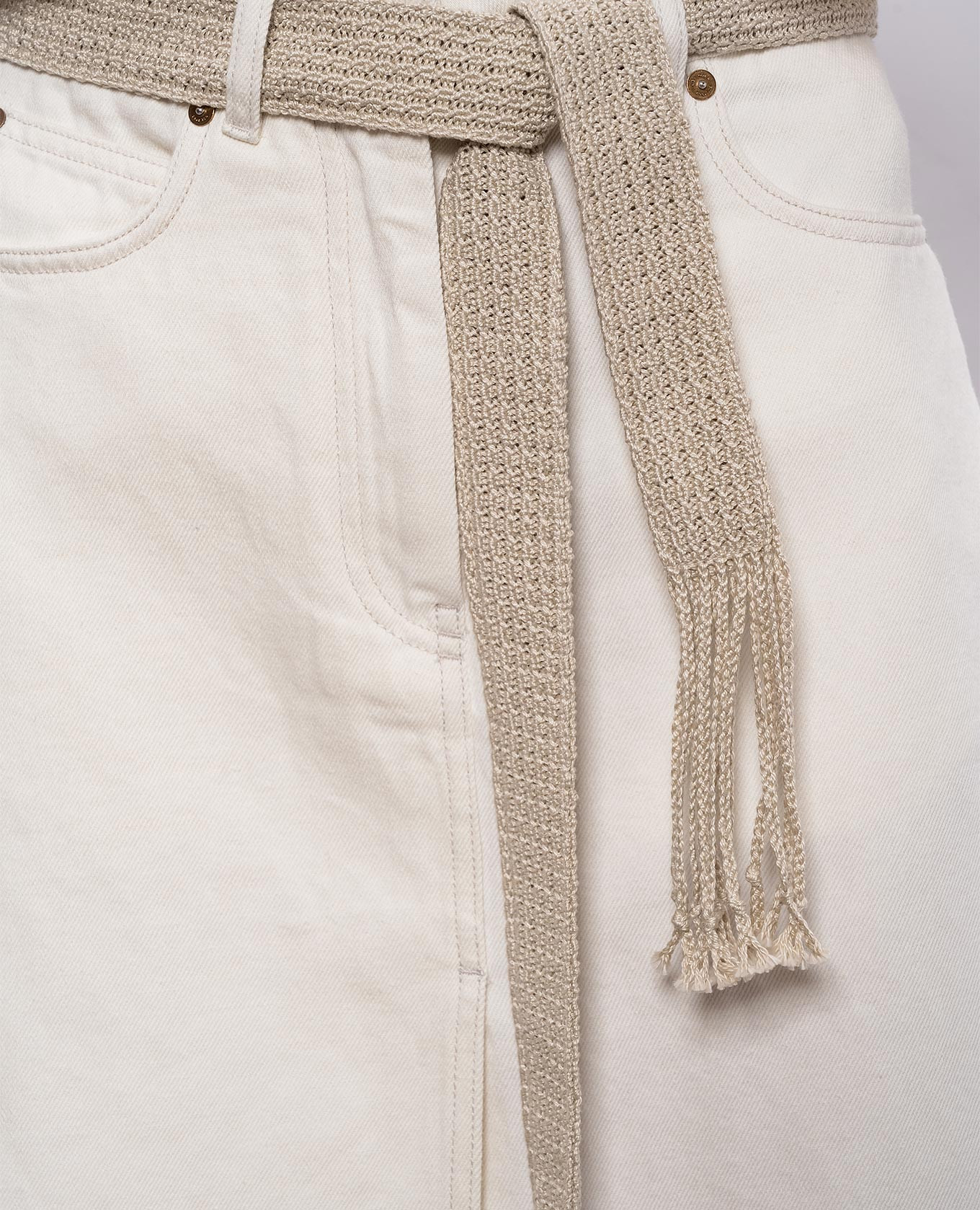 

Ivory denim midi skirt with linen Agnona, Beige