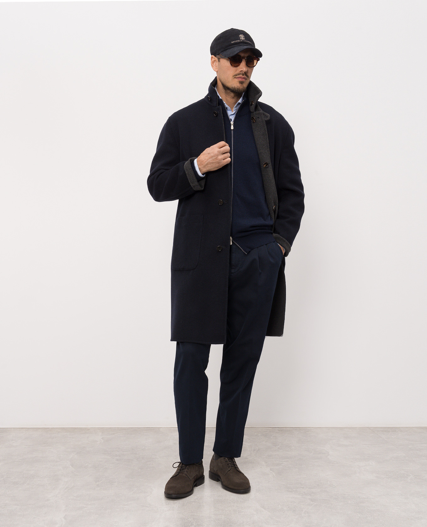 

Double-breasted cashmere coat Brunello Cucinelli, Blue