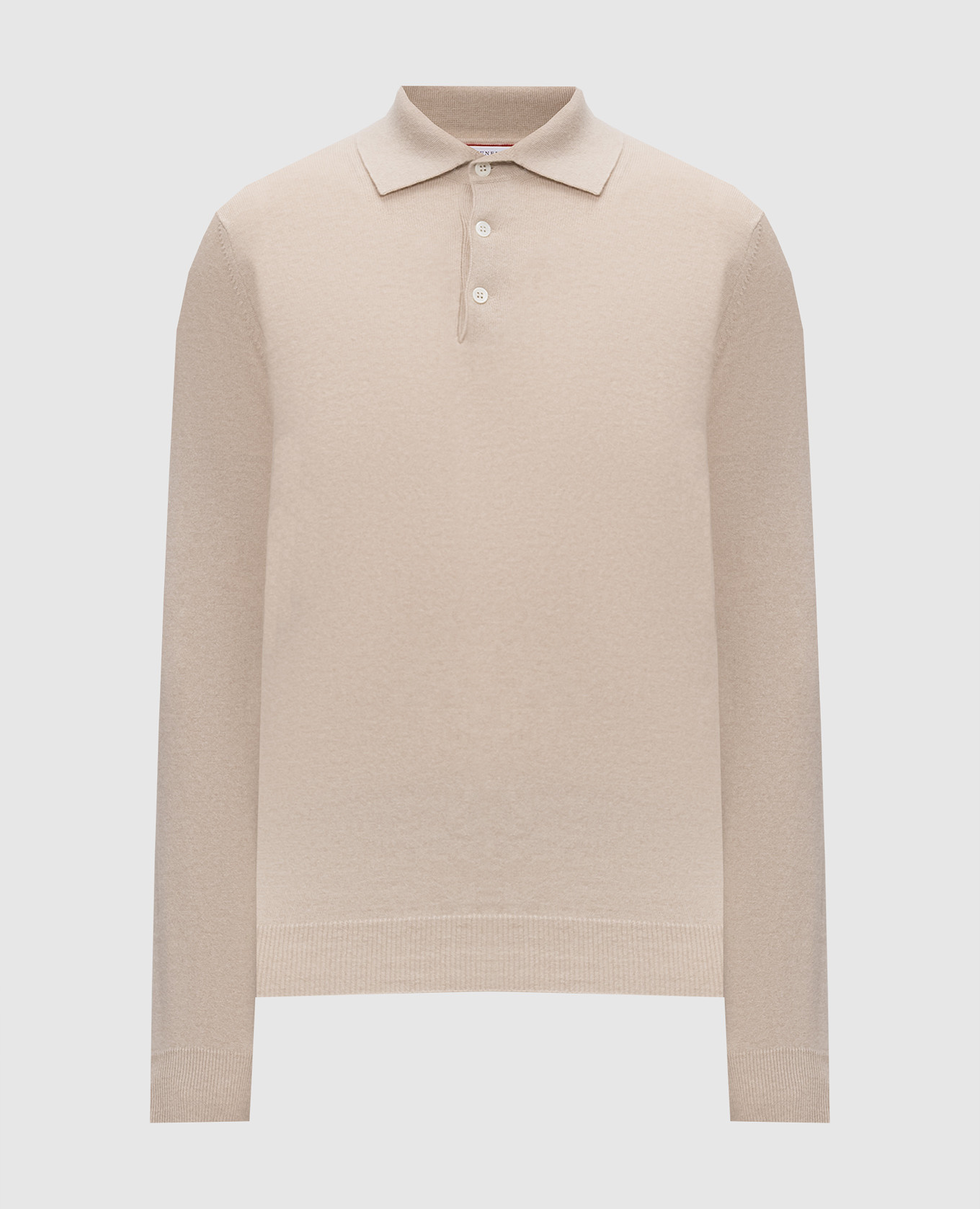 Beige cashmere polo shirt