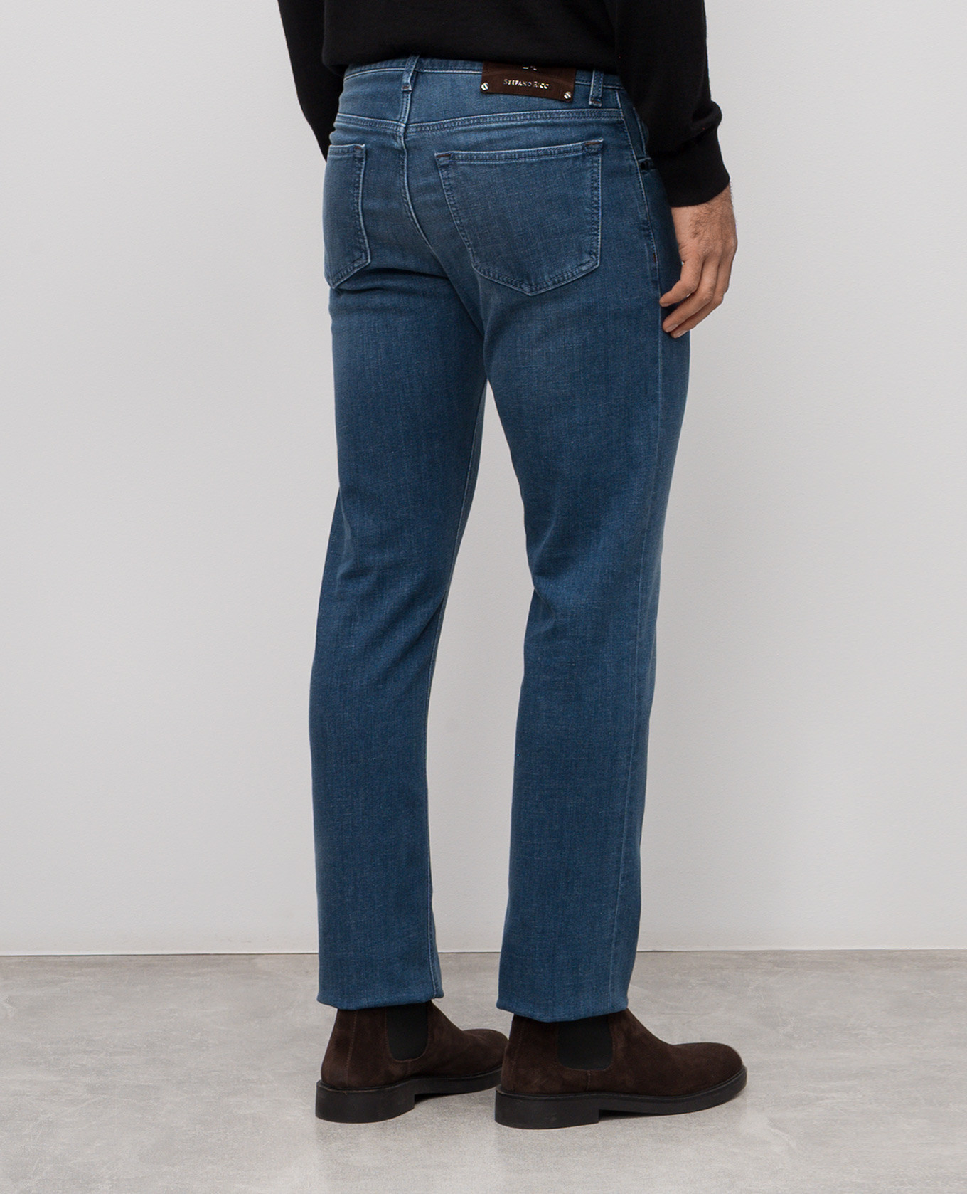 

Blue jeans with logo patch Stefano Ricci