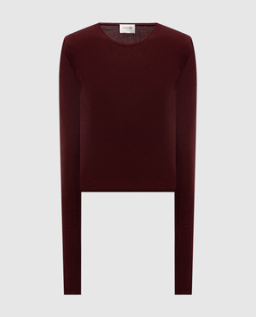 Saint Laurent Burgundy ribbed top made of wool, cashmere and silk A0000PYAPK2