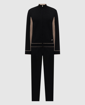 Bertolo Cashmere Black cotton tracksuit 9025640025609025650025