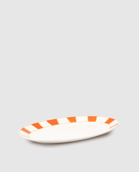 Geminiano Cozzi 1765 White porcelain oval dish Striche Arancio e Oro TTCFL20329053