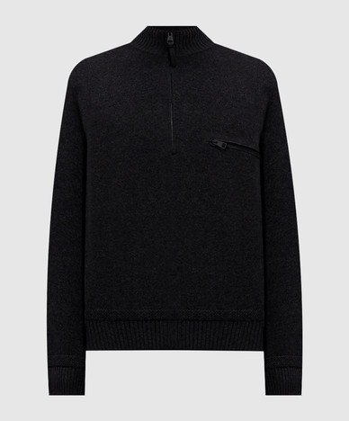 Gray wool and cashmere sweater with zipper