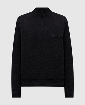 Moncler Gray wool and cashmere sweater with zipper L20919F00001M4281