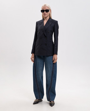 Givenchy Blue double-breasted striped wool jacket BW30QW16UQ