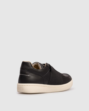 Maison Margiela MM6 Children's black leather sneakers with logo 824263640