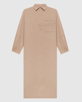 Peserico Beige shirt dress with monil chain A0250201979