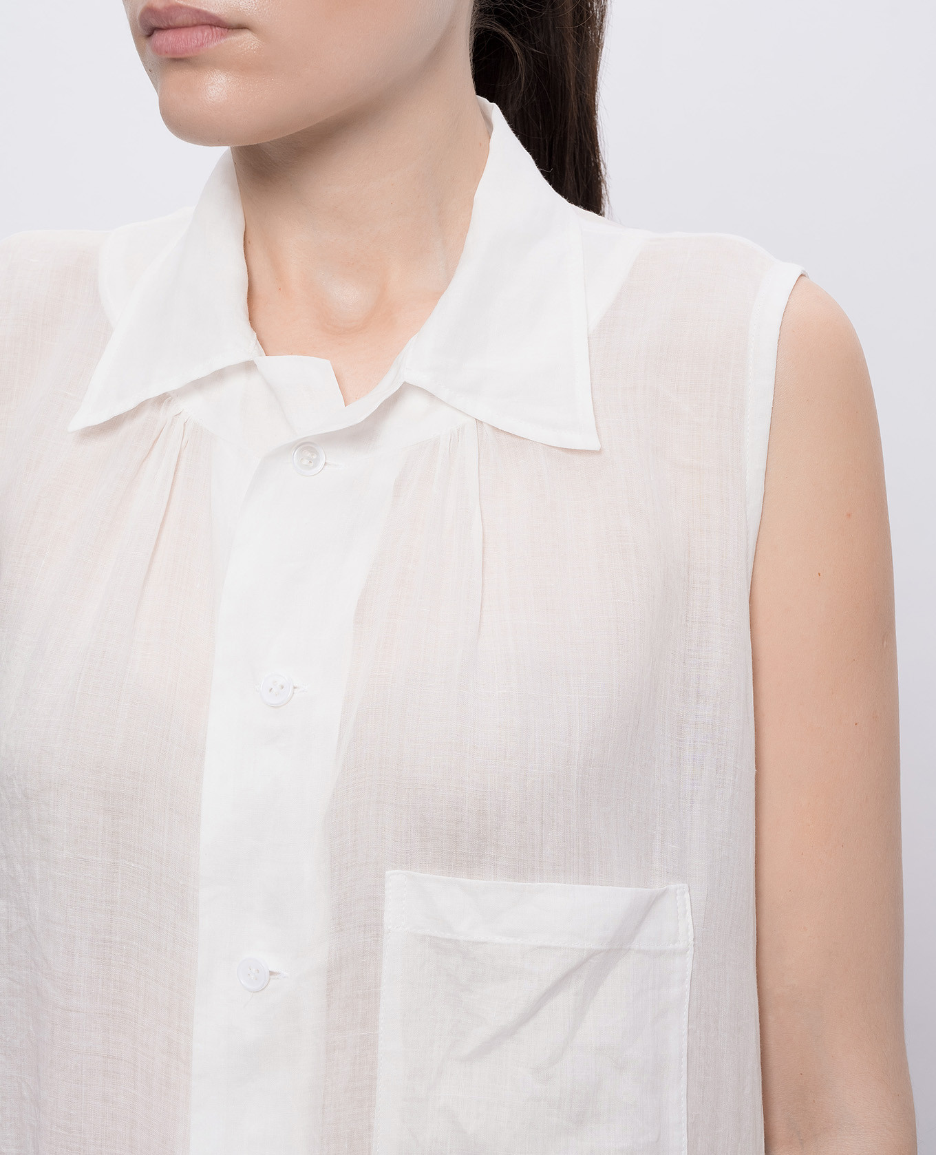 White linen shirt dress Y`S Yamamoto 5