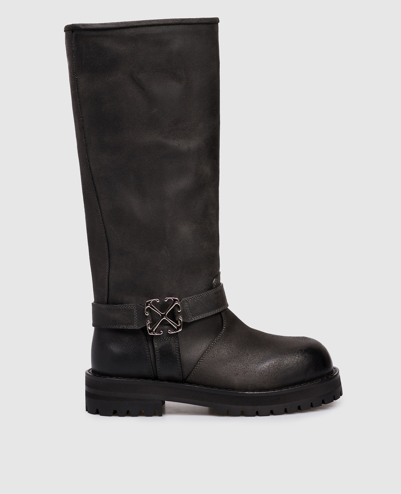 

Black leather boots with a vintage effect Off-White